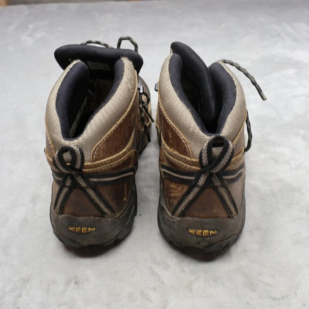 Keen Men 9 Hiking Boots‎ Brown Leather Targhee II Mid Trail Rugged Waterproof